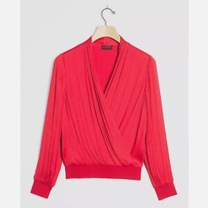 Anthropologie Current Air Frankie Surplice Blouse Top Long Sleeve